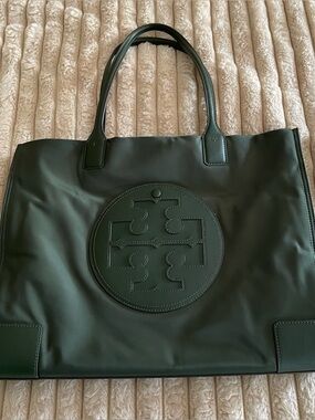 Tory Burch Dark Green Logo Tote